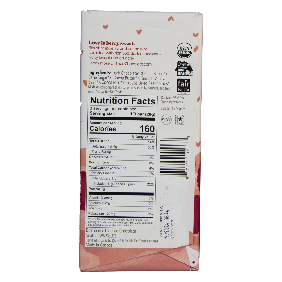 Theo's - Raspberry Cocoa Nib 55% Dark Chocolate