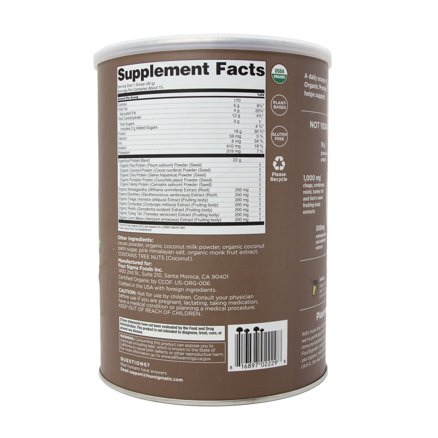 Four Sigmatic - Organic Protein Creamy Cocoa - Nourish & De-Stress