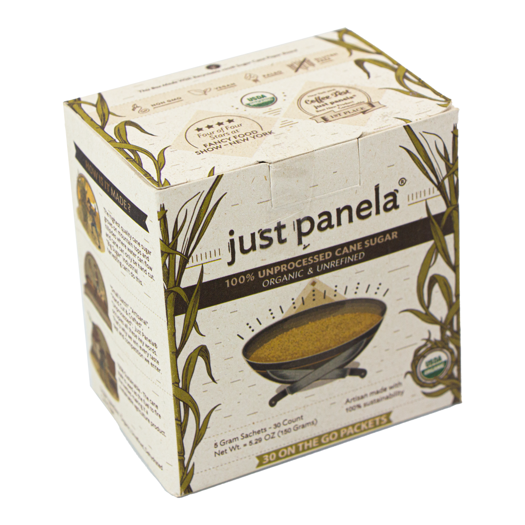 Just Panela - Hand Crafted Cane Sugar Unrefined & Organic (30 Packets)