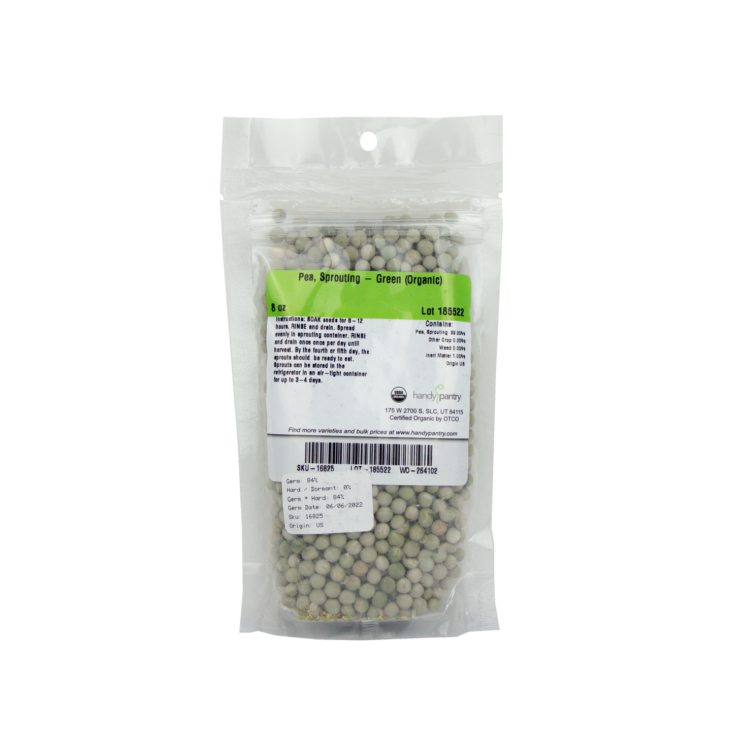 Handy Pantry - Pea Sprouting - Green (Organic) (8 oz)