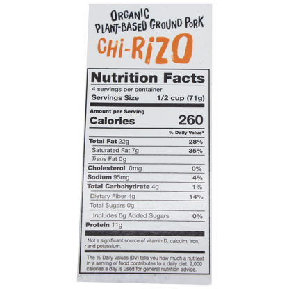 CHi - Organic Plant Based Pork Chi-Rizo (In Store Pick-up Only)