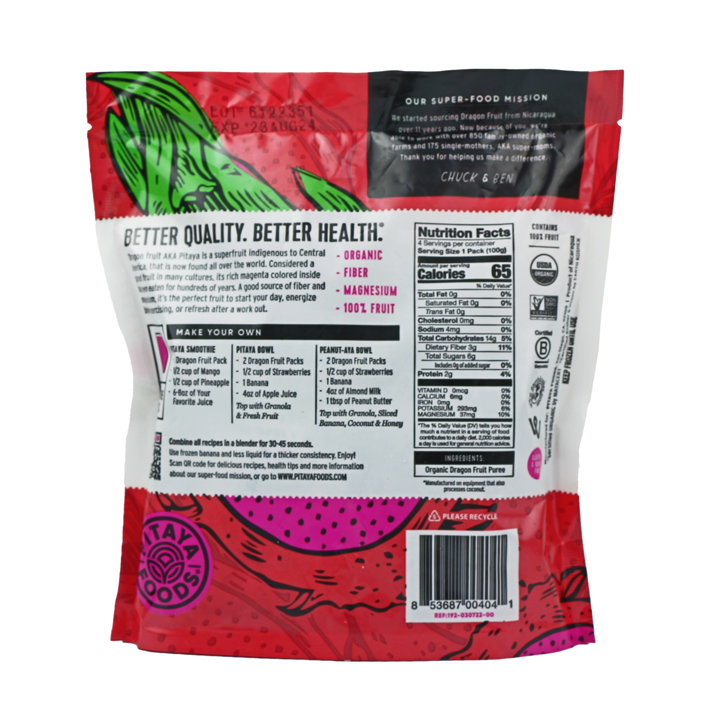 Pitaya Foods - Dragon Fruit Smoothie Packs (Store Pick-Up Only)