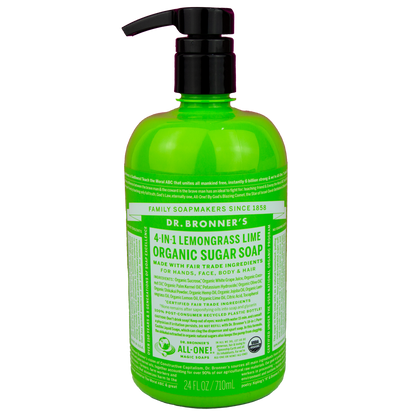 Dr. Bronner's - 4 in 1 - Lemongrass Lime Sugar Soap - (24 oz)