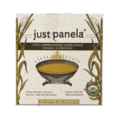 Just Panela - Hand Crafted Cane Sugar Unrefined & Organic (30 Packets)