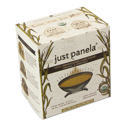 Just Panela - Hand Crafted Cane Sugar Unrefined & Organic (30 Packets)