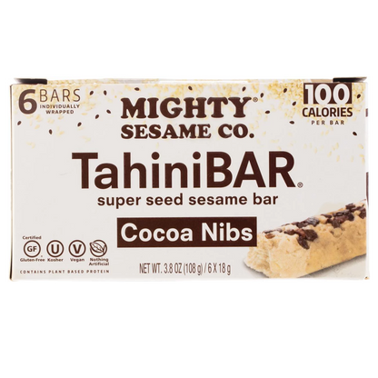 Mighty Sesame- Mighty Tahini Bars con Cocoa Nibs (6 ct)