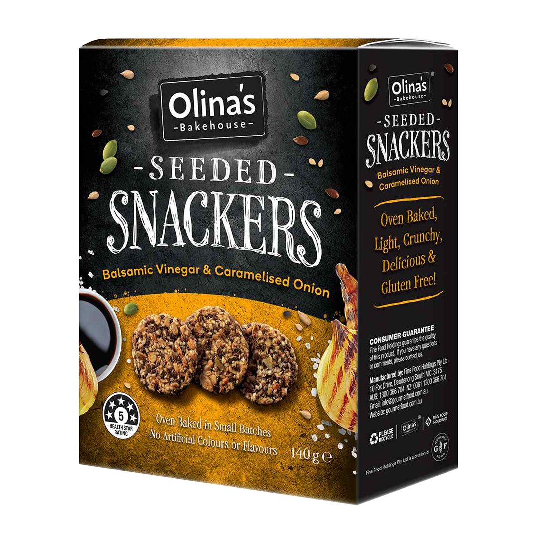 Olina's Bakehouse Seeded Snackers- Balsamic Vinegar & Caramelized Onion